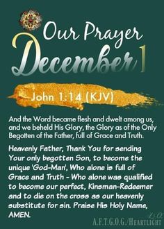 a green background with the words, our prayer for december