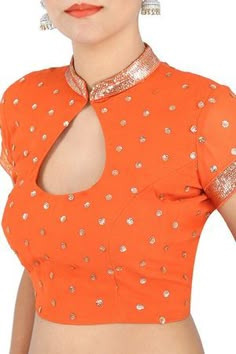 Orange Georgette Blouse Preview Saree Jacket Designs, New Year Fashion, Lehenga Blouse Designs, Fashion Outfits Ideas