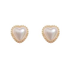 A warm 18k gold-plated setting encrusted with heart-shaped pearls lends light-dancing appeal to your look when you don these charming stud earrings. 0.51" W x 0.55" L 18k gold-plated copper / pearl Wedding Party Accessories, Simple Retro, Copper Pearl, New Earrings, Heart Stud Earrings, Heart Studs, Accessories Jewelry Earrings, Heart Earrings Studs, Pearl Stud Earrings