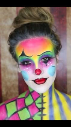 Nicole guerriero on YouTube!!! Love her!!! GO check out all of her videos!!!! She is amazing!!! 😊 Clown Face Paint, Nicole Guerriero, Animal Halloween Costumes, She Is Amazing, Clown Party, Female Clown, Halloween Clown