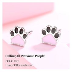 Silver Paw Print Studs. BOGO! Shop Now! #PawJewelry #GiftForPetLovers Paw Jewelry, Stud Design, Paw Print Design, Paw Print, Jewelry Collection, Everyday Wear, Print Design, Shop Now, Stud Earrings