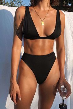 Fabric:Polyester. The fabric is comfortable for skin. Occasion: Perfect for vacations, summer, beach & pool with unique and chic style. Yoga Set, Bra Styles, Deep V, Bathing Suits, Two Piece, Elastic, Band, Quick Saves, Black