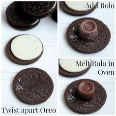 four pictures showing different types of oreo cookies