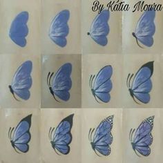 Nail Art Pastel, Art Step By Step, Diy Step By Step, Elegant Nail Art, Butterfly Nail Art, Blue Butterflies, Nail Art Designs Videos, Face Painting Designs, Hur Man Målar