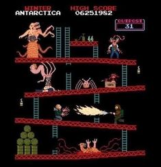 an old - school video game with two characters on the same platform