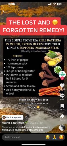 Clove Tea, Tea Remedies, Tea Health, Healing Tea, Natural Healing Remedies, Natural Health Remedies