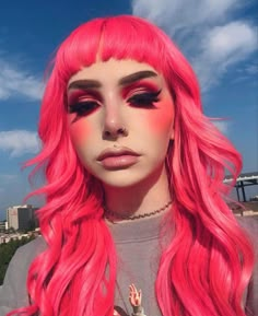 ive been wanting to do this pink color for the longest Pink Haircut, Flame Hair, Types Of Hair Color, Hot Pink Hair, Fresh Beauty, Car Pics, Hair Skin Nails, Hair Stylist Life