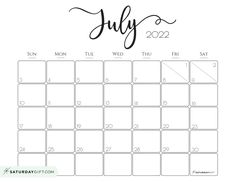 a calendar with the word july in cursive writing on it, and an image of