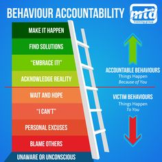 a ladder with the words, behavour accountableity and an arrow pointing up