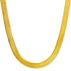 PRICES MAY VARY. This sparkling Faux 18K gold flat snake chain is a perfect gift - elegant, eye catching. even a TRAINED JEWELLER will struggle to tell if it is fake or not! a Faux gold chain not real solid gold, ❤️Have the look and feel of solid gold at very low cost - Would you like to wear an expensive real gold chain anywhere at anytime? - it’s risky. Wear this anywhere without fear. If it gets lost or stolen, it’s cheap to replace. Chain size: 24 inches long, 7mm wide. - Electroplate fake 1 Gold Herringbone Chain, Flat Snake Chain, Herringbone Chain Necklace, Real Gold Chains, Chain Necklace For Men, Bridal Jewellery Design, 90s Party, Herringbone Chain, Herringbone Necklace