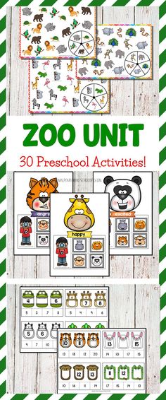 zoo unit printables and activities for preschool