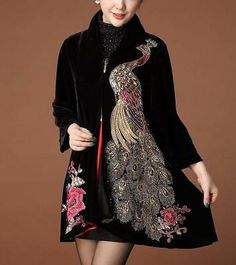 Womens Black Cloak Outwear Parka Coats Embroidery Loose Poncho Trench Ethnic New Embroidered Cape Outerwear For Fall, Traditional Black Shawl Outerwear, Black Embroidered Fall Kimono, Long Black Embroidered Outerwear, Black Floral Embroidered Kimono For Fall, Black Kimono With Floral Embroidery For Fall, Black Long Embroidered Outerwear, Velvet Poncho, Black Cloak