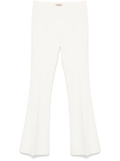 white crepe texture concealed side zip fastening high waist pressed crease rear dart detailing wide leg Trousers White, Wardrobe Edit, Yoko London, Bell Bottom Pants, Demi Fine Jewelry, Boots Fall, Exclusive Fashion, Ballet Flat Shoes, Ski Wear