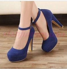 Party Pumps Stilettos Faux Suede High Heels Women Ankle Strap Platform Shoes High Heels Classy, Thick Heel Shoes, Cute High Heels, Female Shoes, High Heel Dress, Ankle Strap High Heels, Suede High Heels, Heels Platform, Heels Classy