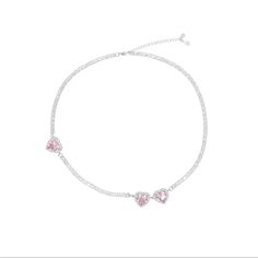 Type: Clavicle chain Material: Zircon Gemstone Choker Necklace, Pink Heart Necklace, Gemstone Choker, Heart Necklace Diamond, Cubic Zirconia Necklace, Heart Gemstone, Pink Love, Simple Necklace, Love Necklace