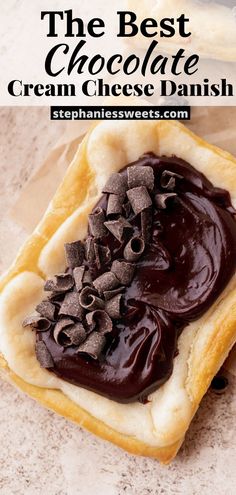 the best chocolate cream cheese danish is made with crescent pastry crusts and melted chocolate