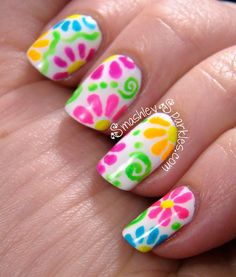 . Nail Designs 2014, Hippie Nails, Floral Nail Art, Sparkle Nails, Colorful Nail Designs, Before Midnight, Flower Nail Art, Neon Nails