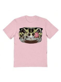 Rosa Casual Collar manga corta Algodón Animal  Embellished Estiramiento medio Pink Casual T-shirt, Novelty Pink Crew Neck T-shirt, Pink Novelty Crew Neck T-shirt, Pink Crew Neck Novelty T-shirt, Pink Novelty T-shirt With Funny Print, Face Graphic, Leopard Gecko, Graphic Tee Shirt, Gecko