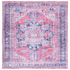 This area rug showcases a motif that draws on Persian patterns and lends a boho air to your dining space or living room. A central medallion design shows off geometric elements and a deep navy and pink hue, with just the right amount of distressing for a lived-in vibe that we love. Power-loomed from cotton and chenille, it has a 0.2" low pile height that makes it just right for areas with high foot traffic. We recommend pairing it with a rug pad to keep it from shifting and sliding on your floor Serapi Rug, Rug Buying Guide, Persian Pattern, Navy Rug, Pink Area Rug, Medallion Design, Contemporary Classic, Transitional Area Rugs, Cotton Viscose