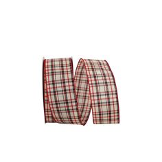 a red and white plaid ribbon on a white background