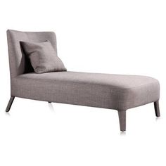 a gray chaise lounger with two pillows on it