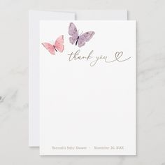 a thank card with two butterflies on it