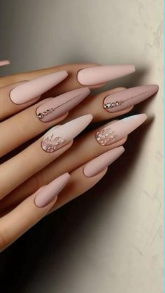 #BallerinaNails #NailDesign #OmbreNails #FloralNailArt #NudeNails #GlitterNails #GeometricNails #MatteNails #ColorfulNails #3DNailArt Soft Pink Long Nails, Cute Matte Nails Ideas, Nails 2024 Matte, Matt Finish Nails, Nude Coffin Nail Designs, Matte Pink Nails With Design, Matt Pink Nails, Coffin Shape Nails Designs, Pink Elegant Nails