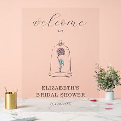 a sign that says welcome to elizabeth's bridal shower