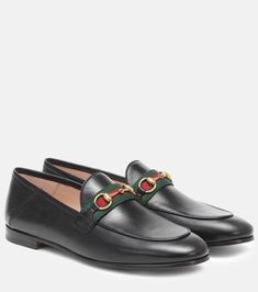 Horsebit leather loafers in black - Gucci | Mytheresa Gucci Sylvie, Gucci Loafers, Gucci Horsebit, Gucci Black, Gucci Shoes, Leather Loafers, Loafer Shoes, Loafers Men, Square Sunglasses