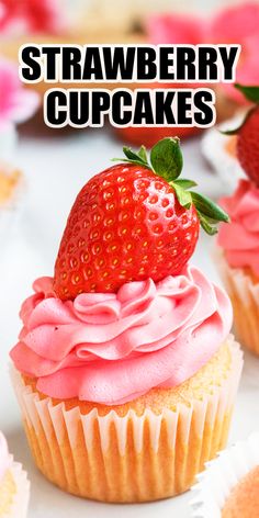 Indulge in these homemade fresh strawberry cupcakes made entirely from scratch with simple ingredients. Soft and moist texture bursting with real strawberry flavor, and topped with pink creamy strawberry buttercream frosting that is also made with fresh strawberries. You can also add a jam filling. Perfect for birthday parties, Summer celebrations and even Valentine's Day.