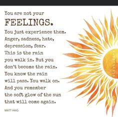 a sun with the words you are not your feelings