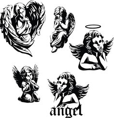 four angels with wings and the word angel