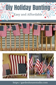 an american flag bunting banner with the words diy holiday bunting easy and affordable