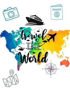 travel the world with different items around it