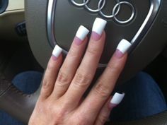 Swaggy Nails, French Manicure White, Long French Nails, Flared Nails, Bad Nails, Glitter Tip Nails, Wide Nails, Mauve Nails