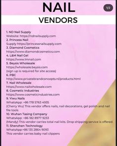 an advertisement for nail vendors on a pink and yellow background with the words nail vendors