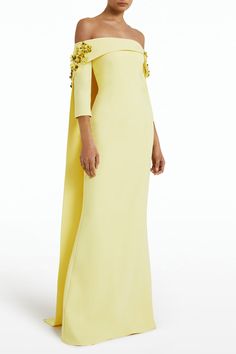 Soshin Dress - Pale Yellow – Marissa Collections Flower Prom Dress, Fashion Show Dresses, Long Sleeve Evening Gowns, Evening Dress Floor Length, Evening Dresses With Sleeves, Evening Party Gowns, Elegant Prom Dresses, Marissa Collections, What To Wear To A Wedding