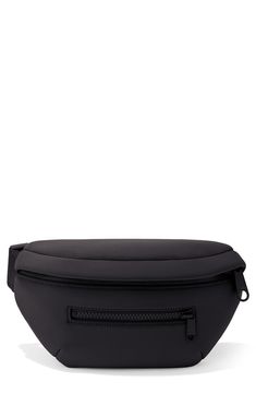 a black fanny bag on a white background