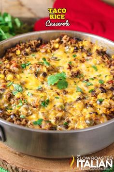 the mexican rice casserole is ready to be eaten