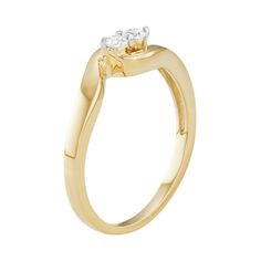 Adorned with round-cut diamonds, this 10k gold two-stone diamond ring abounds with timeless beauty. Click on this JEWELRY & WATCHES GUIDE to learn about fit, styles, materials and more!RING DETAILS Width: .62 in. Metal: 10k gold DIAMOND DETAILS Total weight: 1/10 ct. Shape: round Color grade: I-J Clarity: I1-I2 Setting: prong Image(s) may be enlarged to show detail.Diamond weights are approximate. Diamond total weights may vary between .01 and .08 ct. Some diamonds have fewer than 17 facets. Col Gold Ring Stone, Womens Tops Dressy, Ring Stone, Round Cut Diamond, 10k Gold, Stone Ring, Stone Rings, Timeless Beauty, Gold Ring