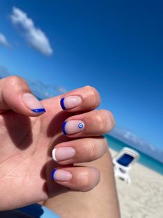 Greece Trip Nails, Short Greece Nails, Greece Summer Nails, Nails Greece Vibe, Corfu Nails, Greek Nails Designs Blue