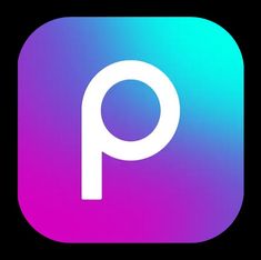 an app icon with the letter p in white on a purple and blue background,