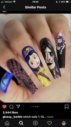 Funky Nail Designs, Kutek Disney, Skull Nails, Gothic Nails