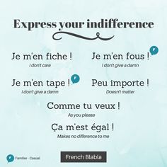 an advertisement for the french language website, express your indiffiencee with different words