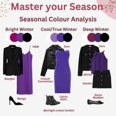 Seasonal Colour Analysis by Maggie T. (@enlight.colour.london) • Instagram photos and videos Winter Color Pallet Outfits, Deep Winter Color Palette Outfits Style, Bright Winter Aesthetic, Winter Deep Color Palettes, True Winter Color Palette Outfits, Cool Winter Color Palette Outfits, True Winter Palette, Color Analysis Winter, Bright Winter Outfits