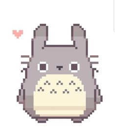 an animal pixellated in the shape of a totoro with eyes and nose