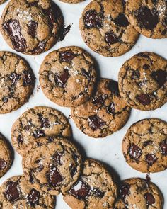 chocolate chip cookies with sea salt on top