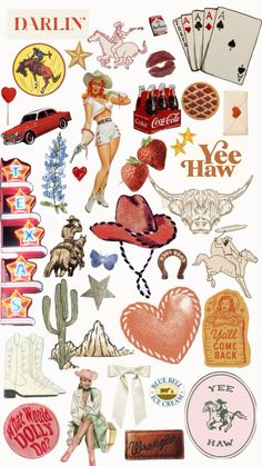 an assortment of stickers and decals from the 1950's