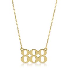 14k gold "888" necklace available in solid gold or with 0.12cts of white diamonds. Fearing an adjustable 16-18" chain in your choice of yellow, rose or white gold. Angel numbers 888 are a signifier of abundance and prosperity. A single 8 is closely tied to financial and material wealth, so the 888 angel number is an assurance of bountiful times as well as a reminder to embrace possibilities. Take this as a sign that energies are aligned with your goals and a plentiful era is coming your way. 888 Necklace, Angel Numbers 888, 888 Angel Number, 888 Angel, Angel Number 888, Promotional Banners, Gold Angel, Abundant Life, Angel Number