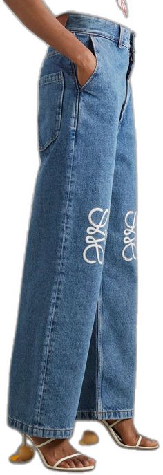 Luxury Straight Leg Jeans For Spring, Designer Denim Blue Bottoms, Loewe Anagram, High Rise Wide Leg Jeans, Elevated Basics, Shopping Event, Different Outfits, Classic Blue, Leather Patches